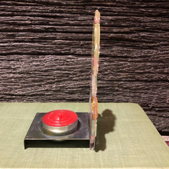 1995 Precious Moments Christmas t-light holder Xmas lights Pastel big eyes sad🩵 - Picture 6 of 12